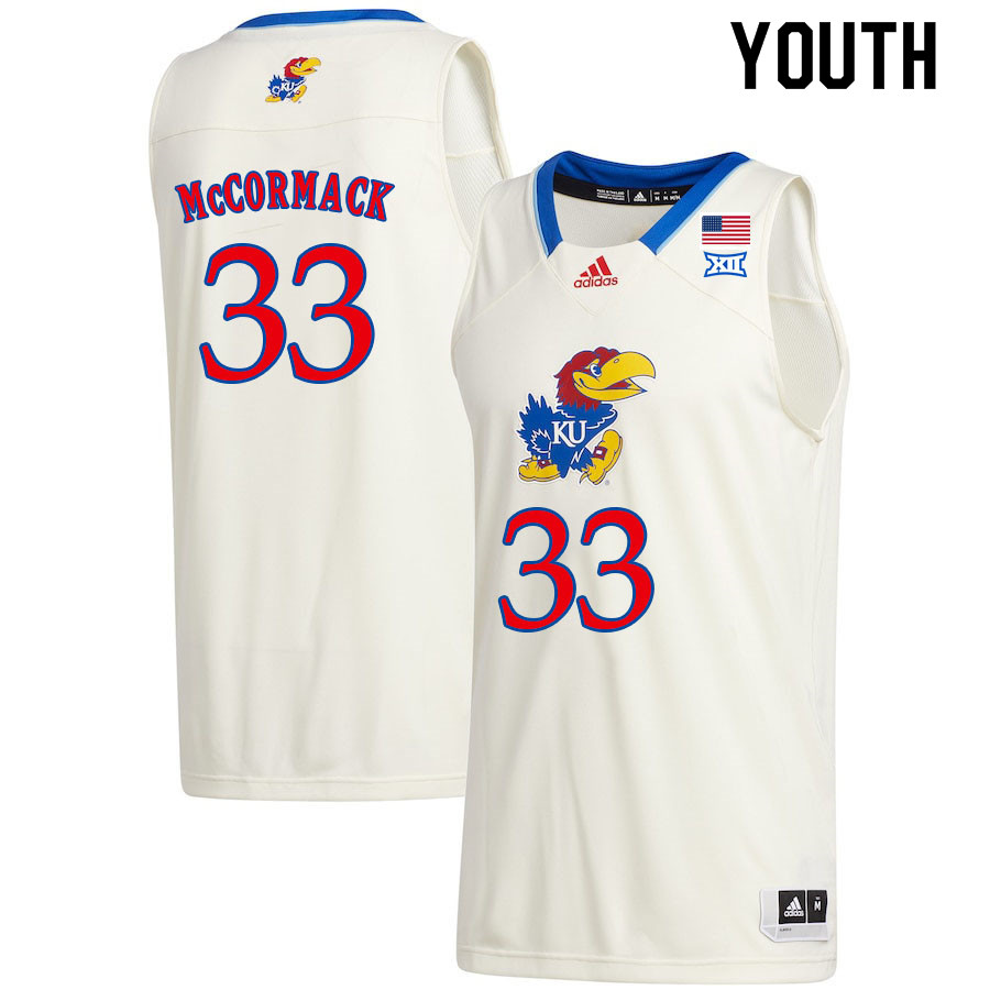 Youth #33 David McCormack Kansas Jayhawks College Basketball Jerseys Sale-Cream